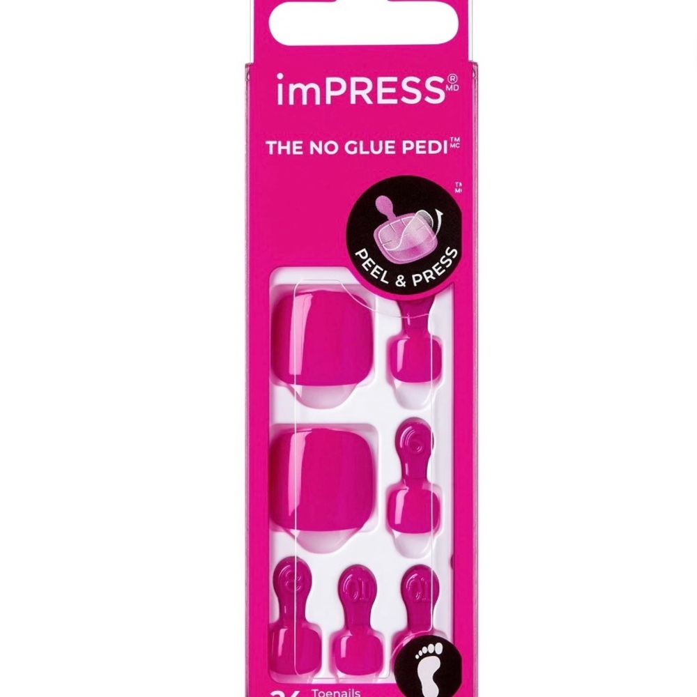 imPRESS Pink No Glue Pedi Nail Kit